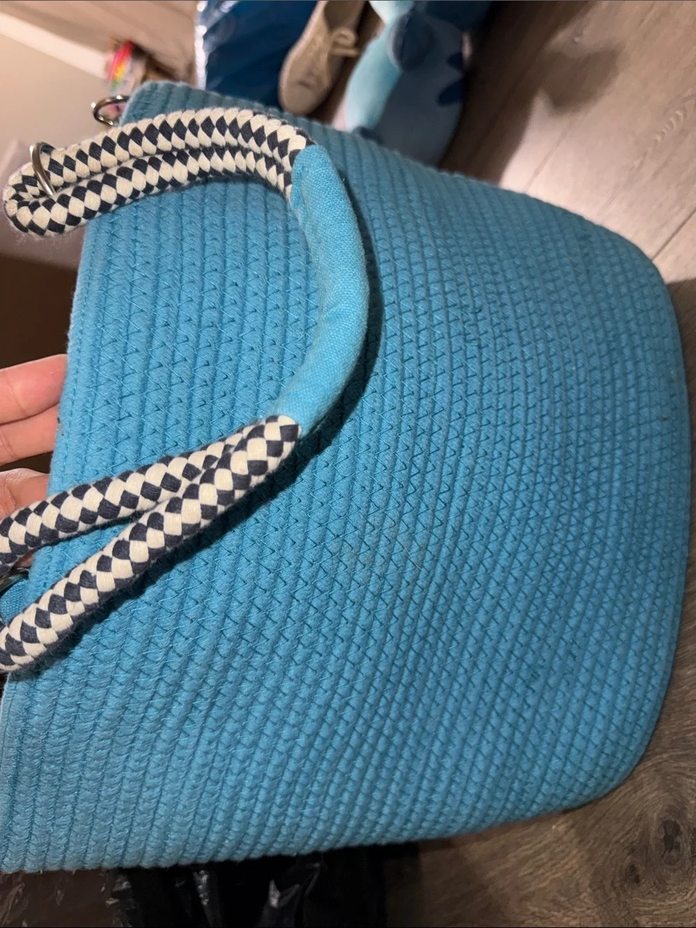 Teal Quilted Whale Appliqué Carry Basket - Brand Unknown